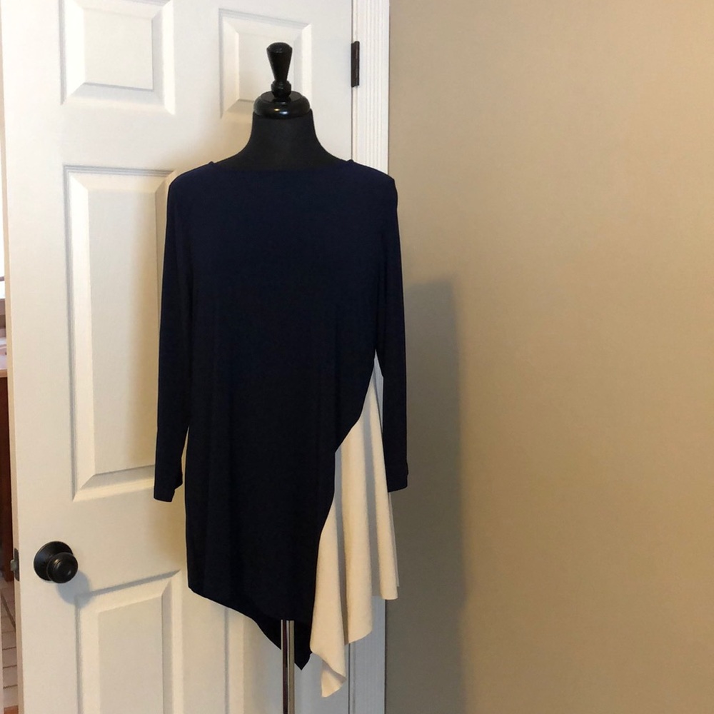 Two Tone Navy/ Cream Drape Tunic